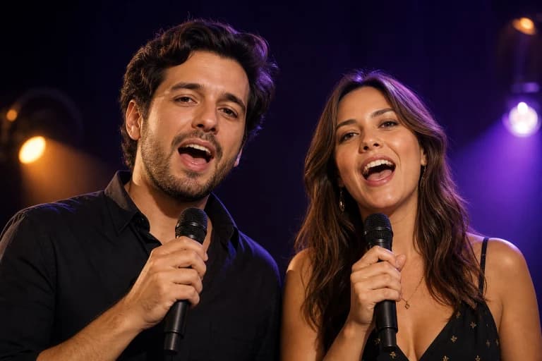 Two-person photo singing example